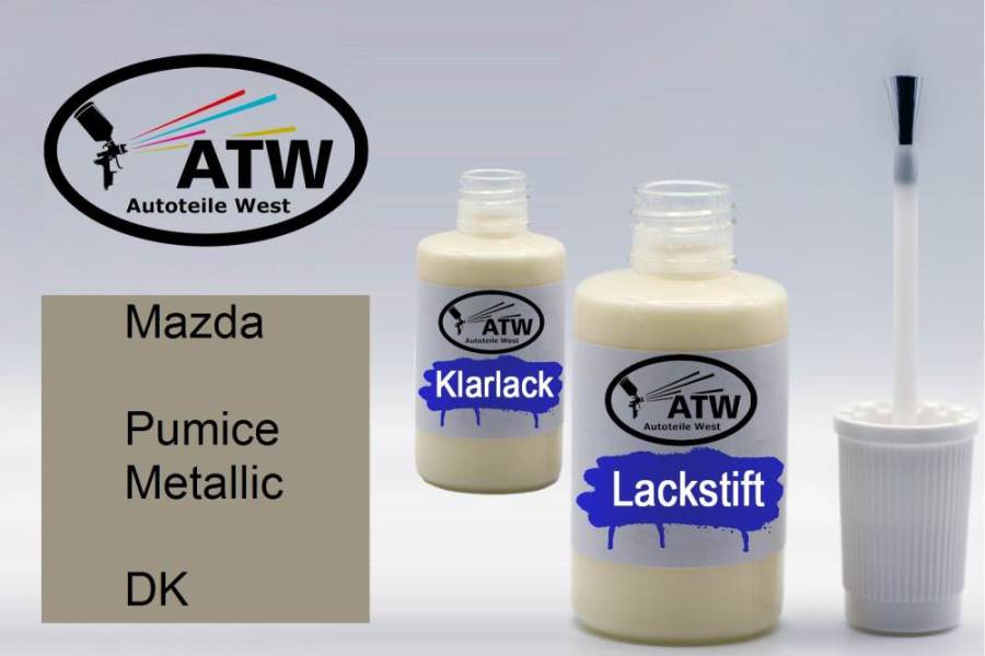 Mazda, Pumice Metallic, DK: 20ml Lackstift + 20ml Klarlack - Set, von ATW Autoteile West.